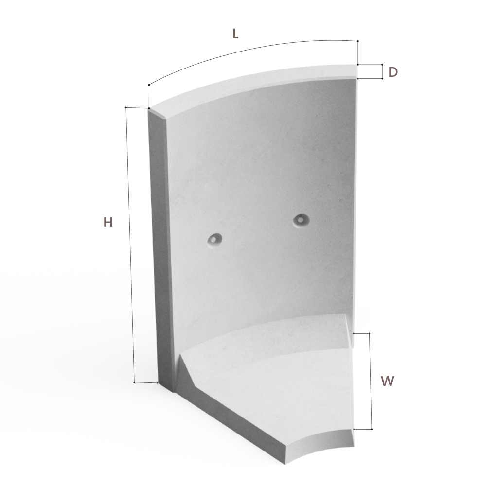 Curved inside 45°